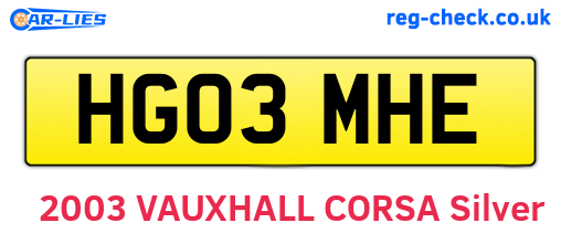 HG03MHE are the vehicle registration plates.