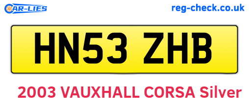 HN53ZHB are the vehicle registration plates.