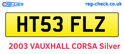 HT53FLZ are the vehicle registration plates.