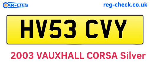 HV53CVY are the vehicle registration plates.