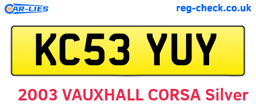KC53YUY are the vehicle registration plates.