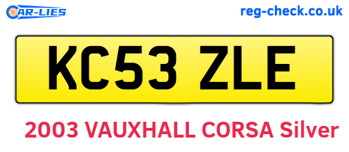KC53ZLE are the vehicle registration plates.