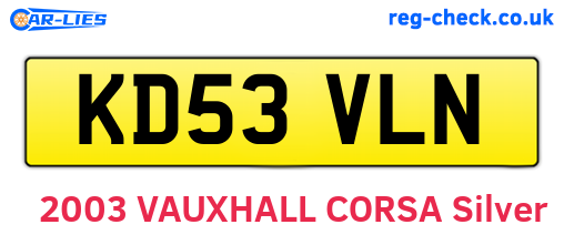 KD53VLN are the vehicle registration plates.