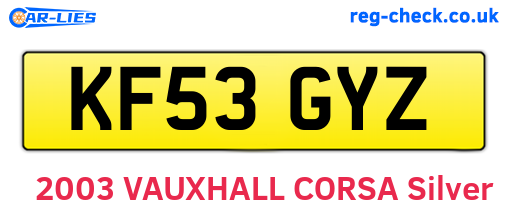 KF53GYZ are the vehicle registration plates.