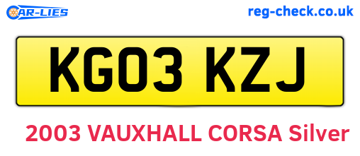 KG03KZJ are the vehicle registration plates.