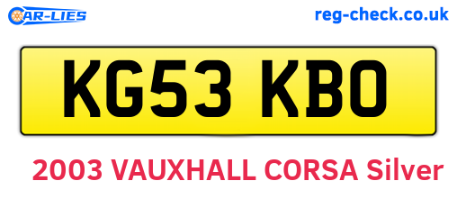 KG53KBO are the vehicle registration plates.