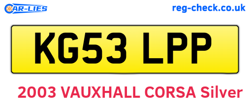 KG53LPP are the vehicle registration plates.