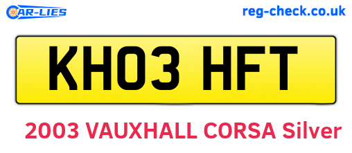 KH03HFT are the vehicle registration plates.