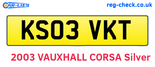 KS03VKT are the vehicle registration plates.