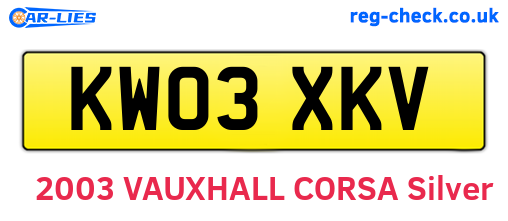 KW03XKV are the vehicle registration plates.