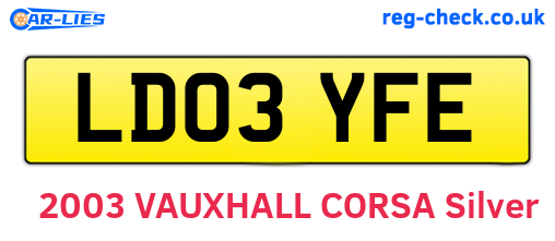 LD03YFE are the vehicle registration plates.