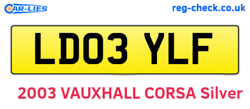 LD03YLF are the vehicle registration plates.