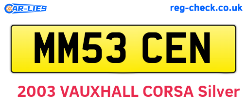 MM53CEN are the vehicle registration plates.