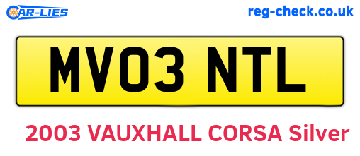 MV03NTL are the vehicle registration plates.