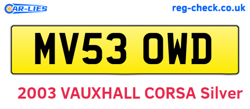 MV53OWD are the vehicle registration plates.