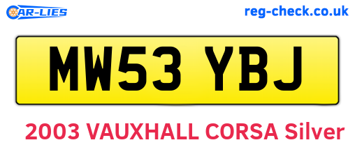 MW53YBJ are the vehicle registration plates.