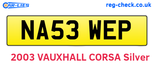 NA53WEP are the vehicle registration plates.