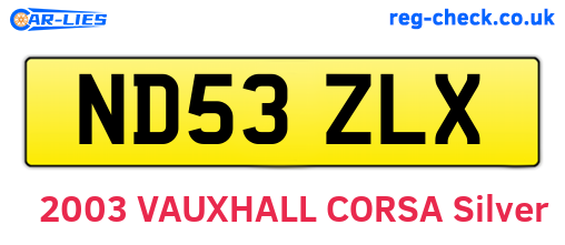 ND53ZLX are the vehicle registration plates.