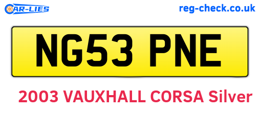 NG53PNE are the vehicle registration plates.