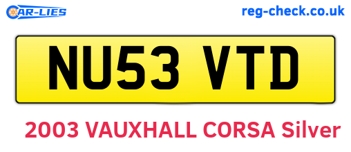 NU53VTD are the vehicle registration plates.