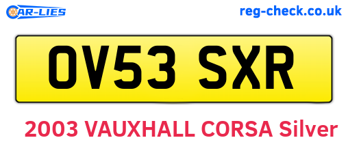 OV53SXR are the vehicle registration plates.
