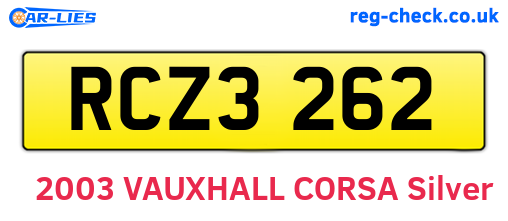 RCZ3262 are the vehicle registration plates.