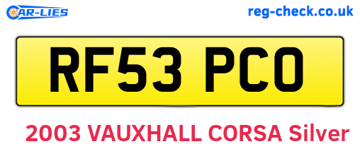 RF53PCO are the vehicle registration plates.