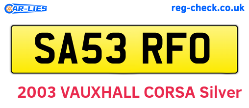 SA53RFO are the vehicle registration plates.