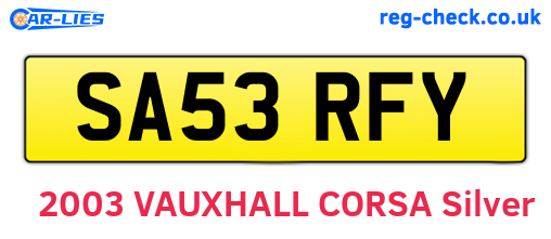 SA53RFY are the vehicle registration plates.