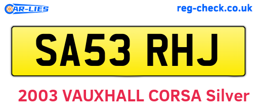 SA53RHJ are the vehicle registration plates.