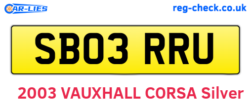 SB03RRU are the vehicle registration plates.