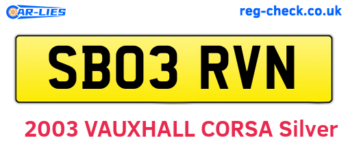 SB03RVN are the vehicle registration plates.