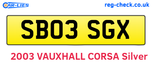 SB03SGX are the vehicle registration plates.