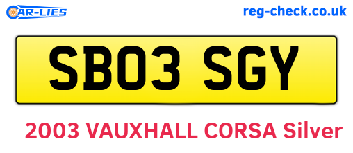 SB03SGY are the vehicle registration plates.