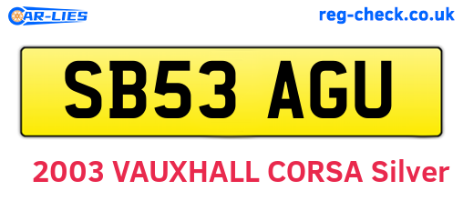 SB53AGU are the vehicle registration plates.