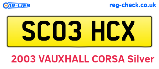 SC03HCX are the vehicle registration plates.