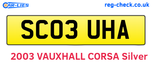 SC03UHA are the vehicle registration plates.