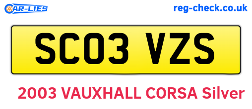 SC03VZS are the vehicle registration plates.