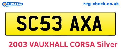SC53AXA are the vehicle registration plates.
