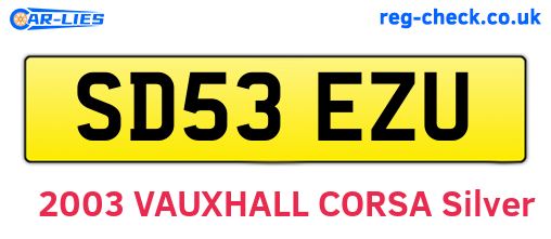 SD53EZU are the vehicle registration plates.