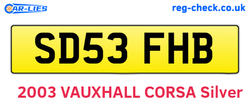 SD53FHB are the vehicle registration plates.