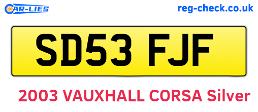 SD53FJF are the vehicle registration plates.