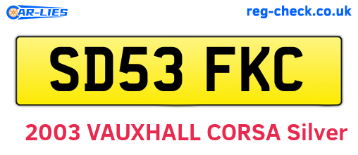 SD53FKC are the vehicle registration plates.