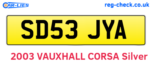 SD53JYA are the vehicle registration plates.