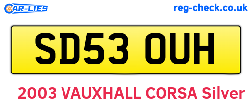 SD53OUH are the vehicle registration plates.
