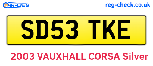 SD53TKE are the vehicle registration plates.