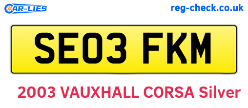 SE03FKM are the vehicle registration plates.