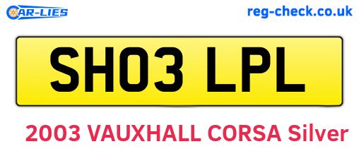 SH03LPL are the vehicle registration plates.