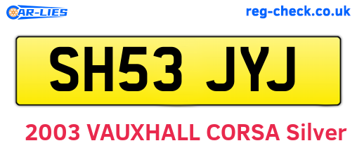 SH53JYJ are the vehicle registration plates.