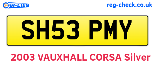 SH53PMY are the vehicle registration plates.